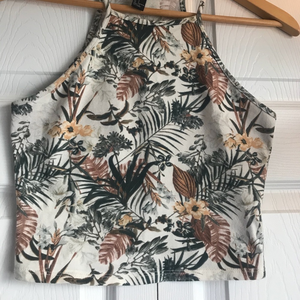TROPICAL CROP TANK TOP
